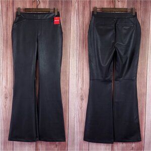 *READ* NWT Spanx Womens Large Leather Like Flare Pants Pull On Black 20457R